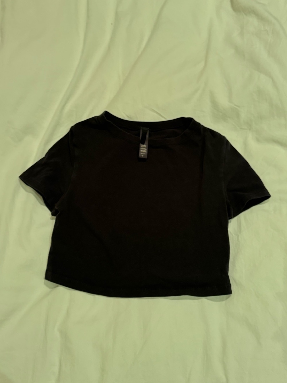 Skims Cotton Tshirt Black Cropped